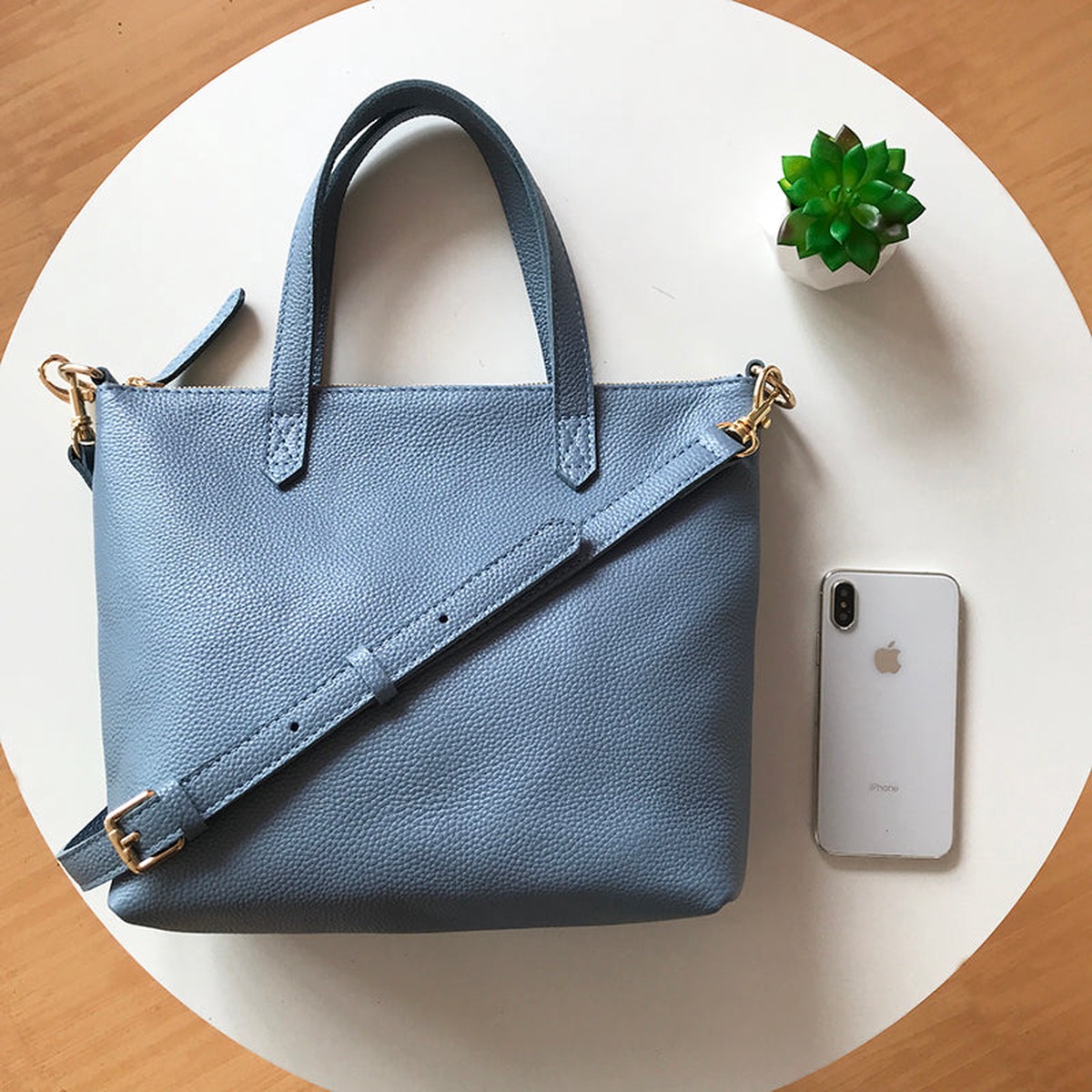 The Leather Small Tote Bag With Zipper Crossbody Small Leather Purse Womens