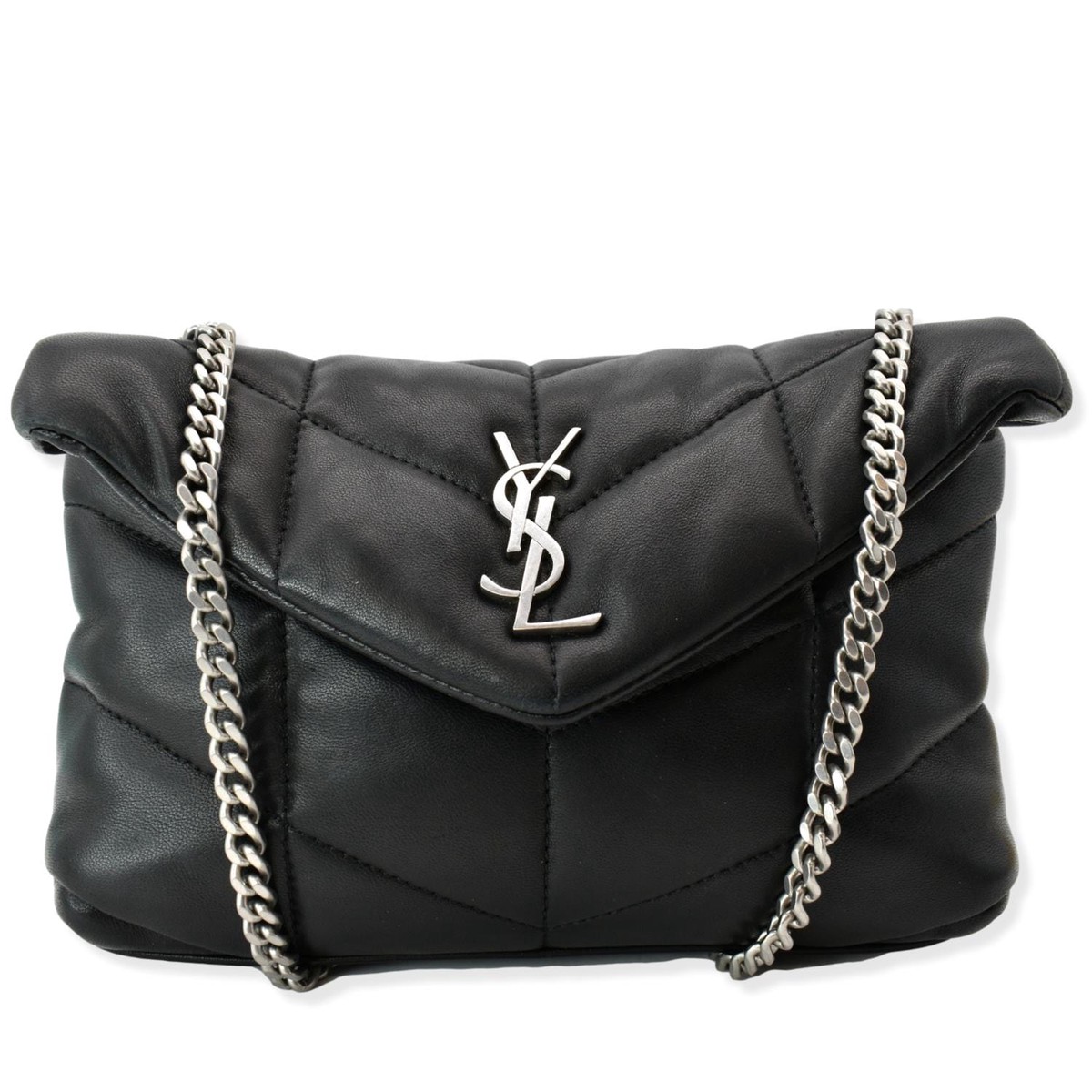 YVES SAINT LAURENT Mini Loulou Puffer Leather Crossbody Bag Black - Hot Deals