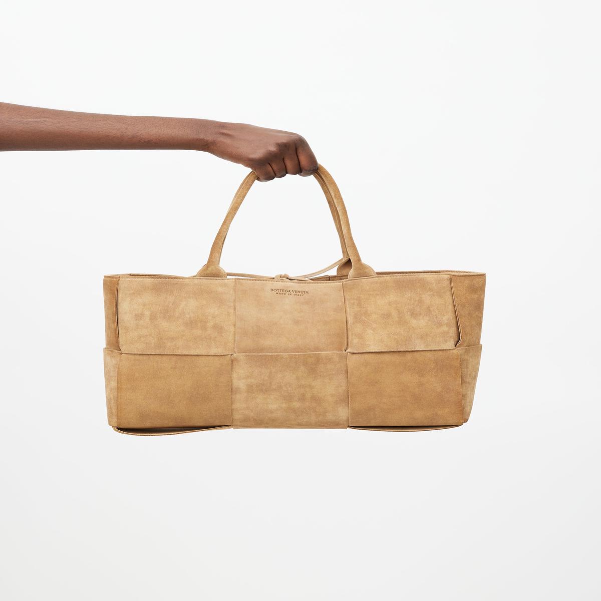 Brown Suede Medium Arco Tote Bag