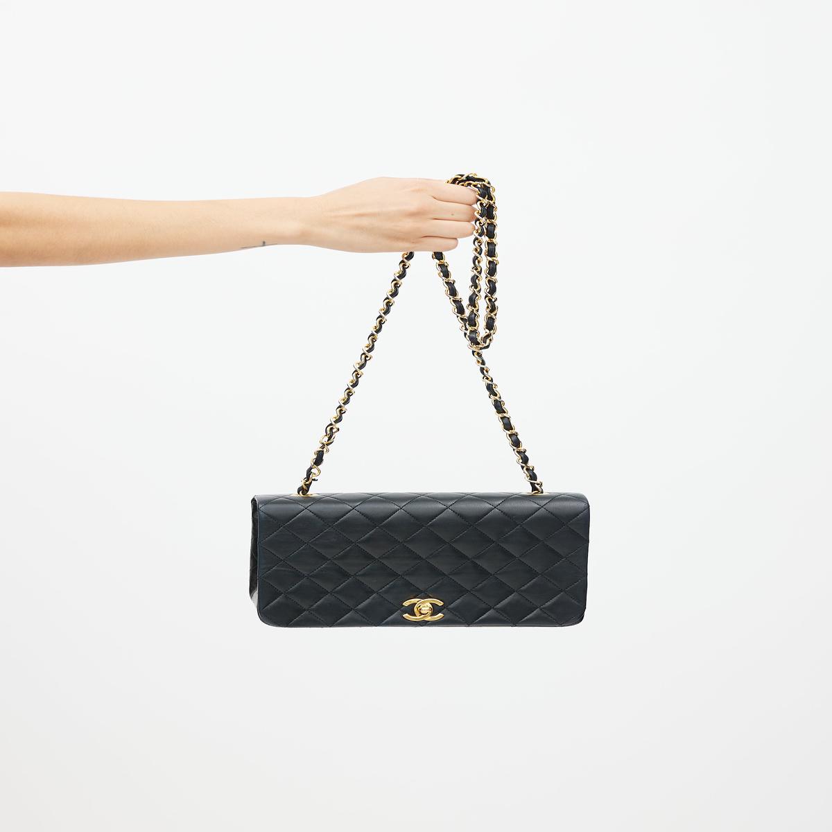 Early 1990s Black Quilted Leather Full Flap Bag