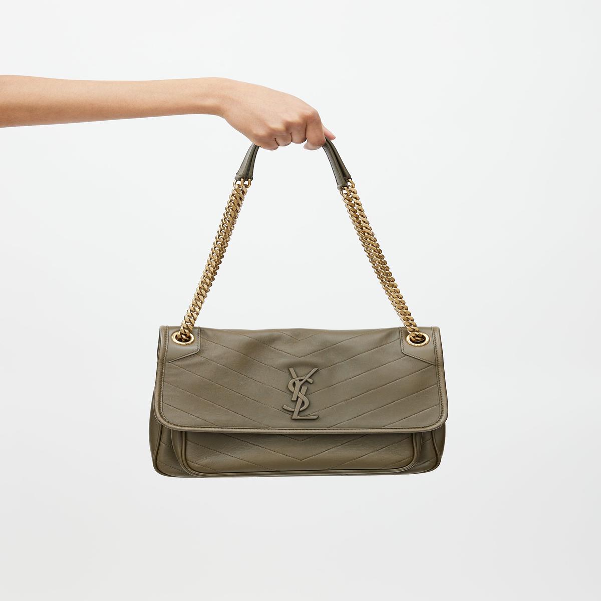 Green & Gold Niki Quilted Leather Bag