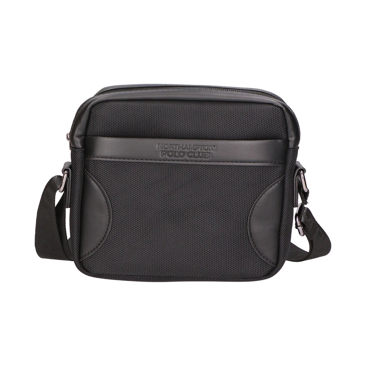 Men's Shoulder Bag Vegan Leather and Nylon PCL3062-BLACK