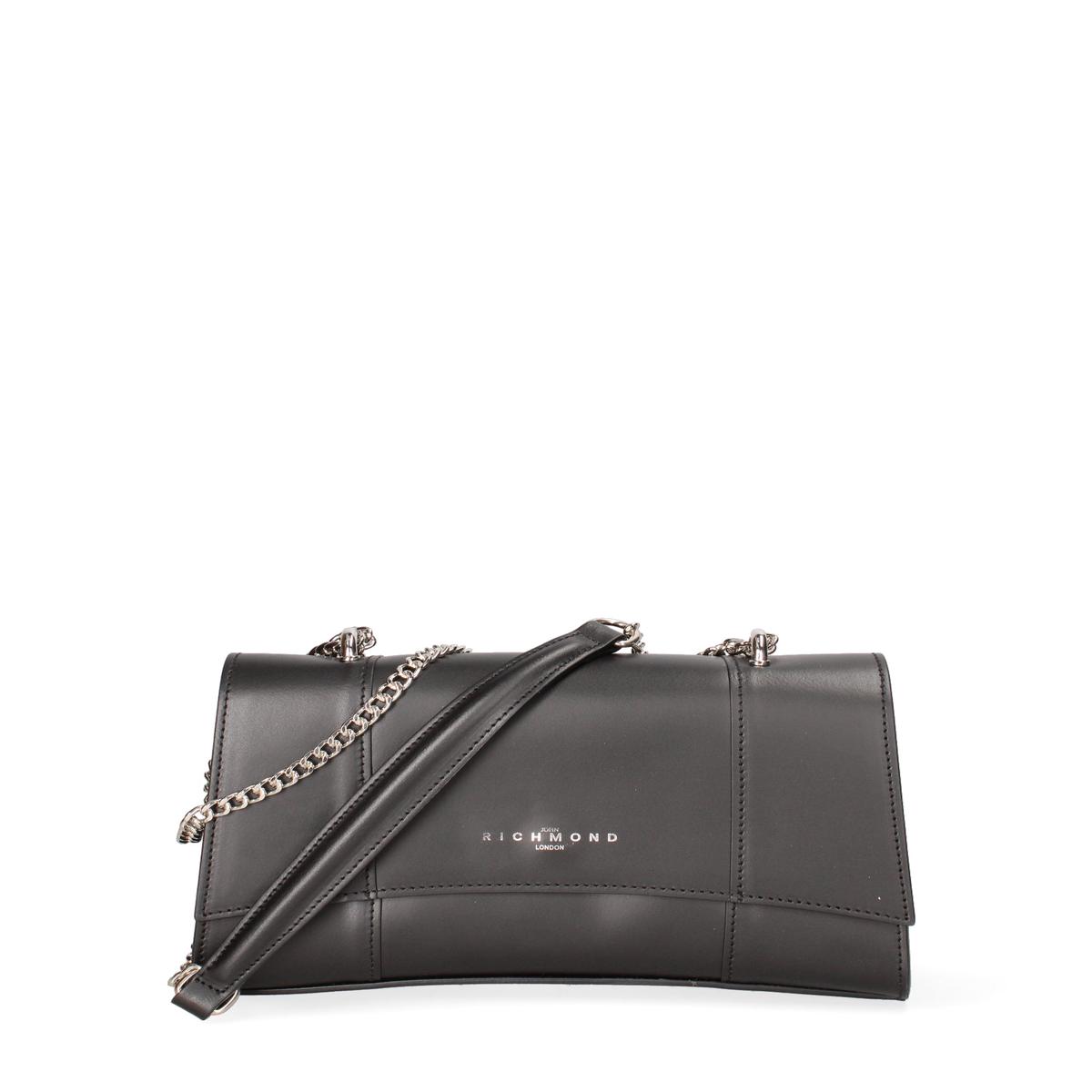 Women's Genuine Leather Shoulder Bag JR-W-1054-BLACK-SILVER