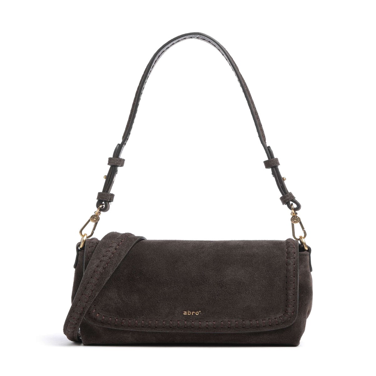 Abro Suede Signature Shoulder bag dark brown