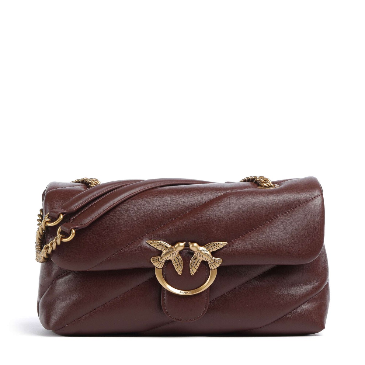 Pinko Love Puff Classic Shoulder bag rosso vino/antique gold