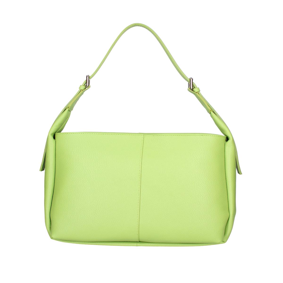 Women's shoulder bag Mixed leather and fabric 07157-D12 GREEN