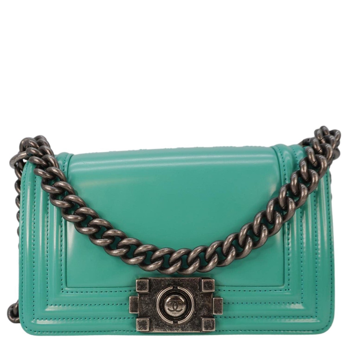 Chanel Boy Small Patent Leather Shoulder Bag Green