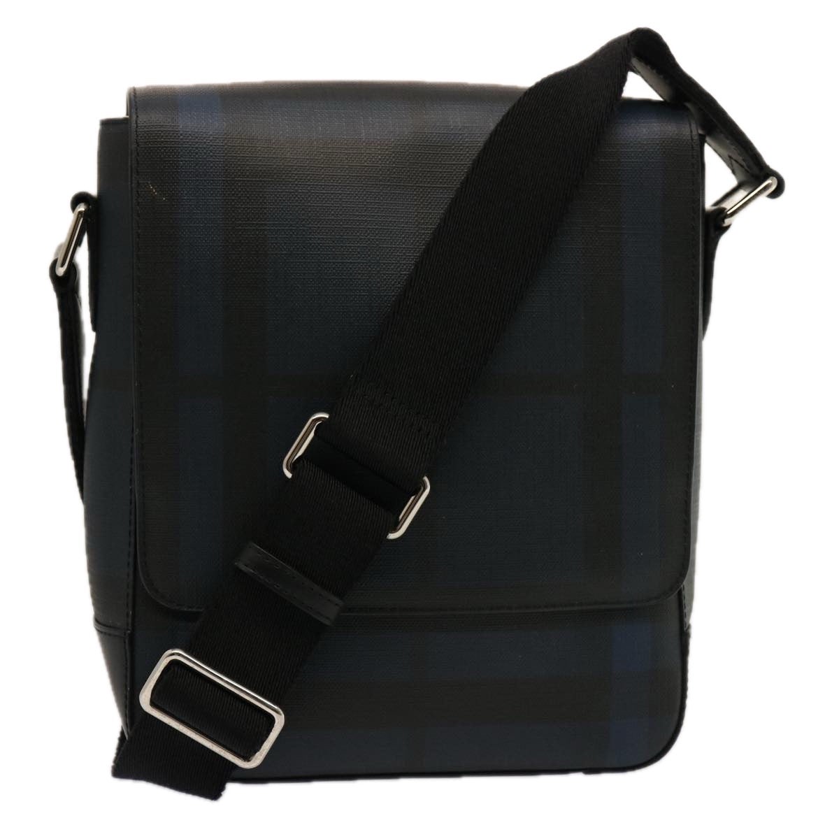 Burberry Nova Check Shoulder Bag Coated Canvas Navy Auth ep4321