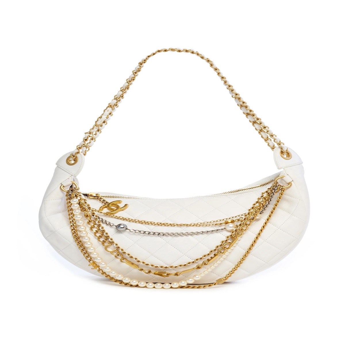 CHANEL NY ALL ABOUT CHAINS NAPPA LEATHER HOBO BAG