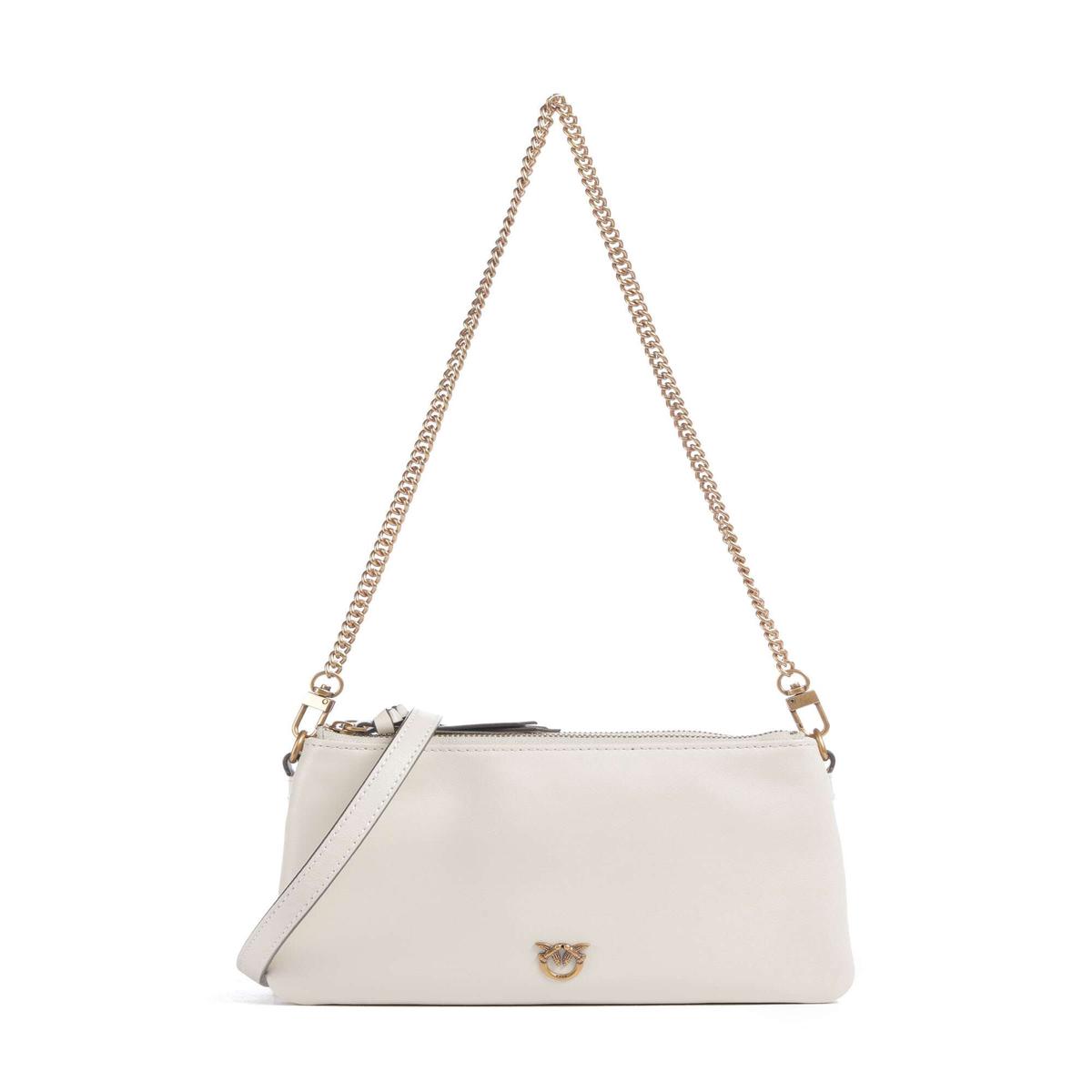 Pinko Double Mini Shoulder bag bianco seta/antique gold