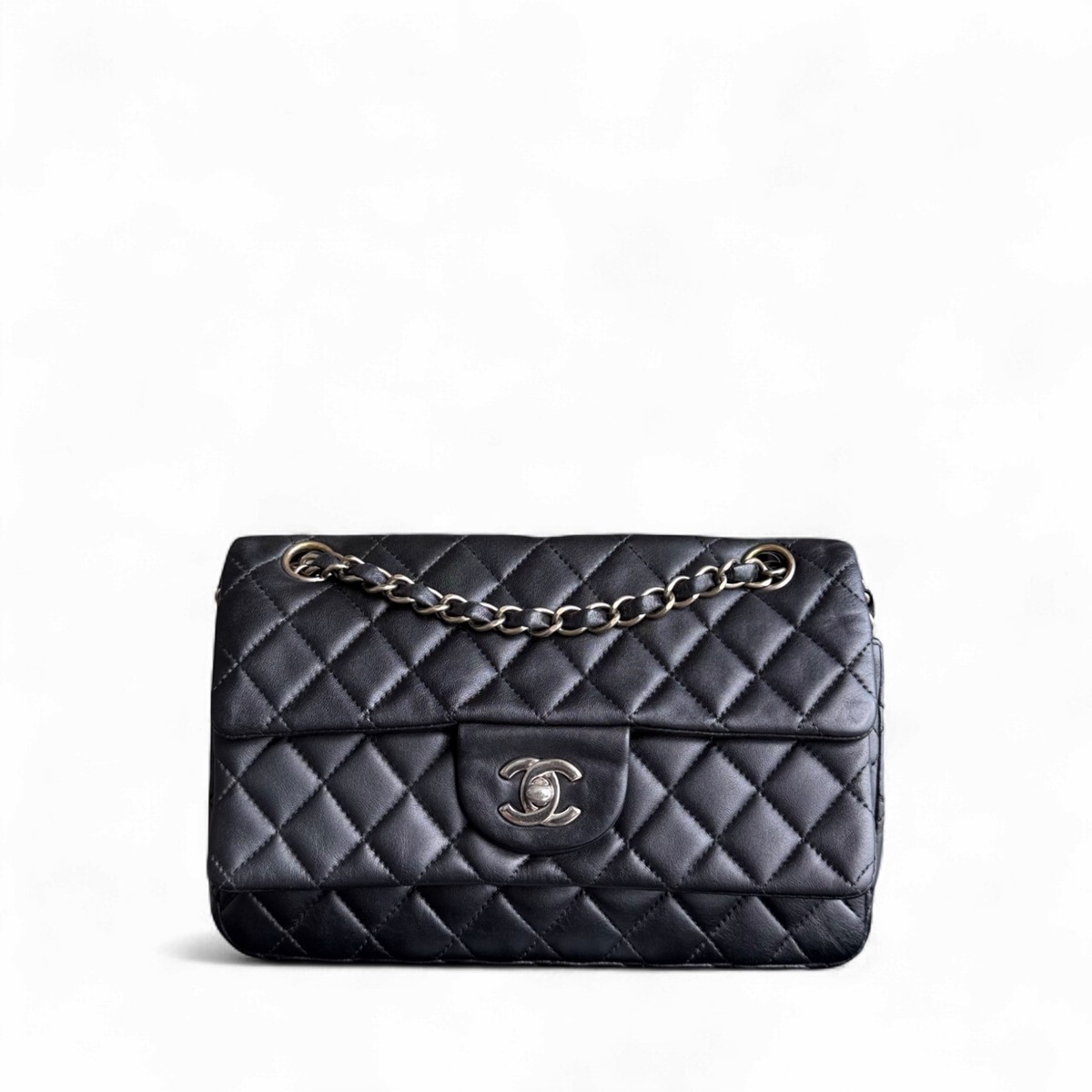 Chanel Tri-fold Seasonal Flap - Quilted Lambskin Black Silver Hardware Series 13