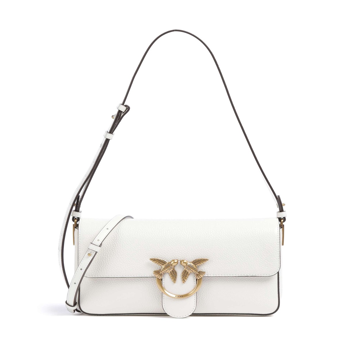 Pinko Love One Classic Slouchy Shoulder bag bianco nembo/antique gold