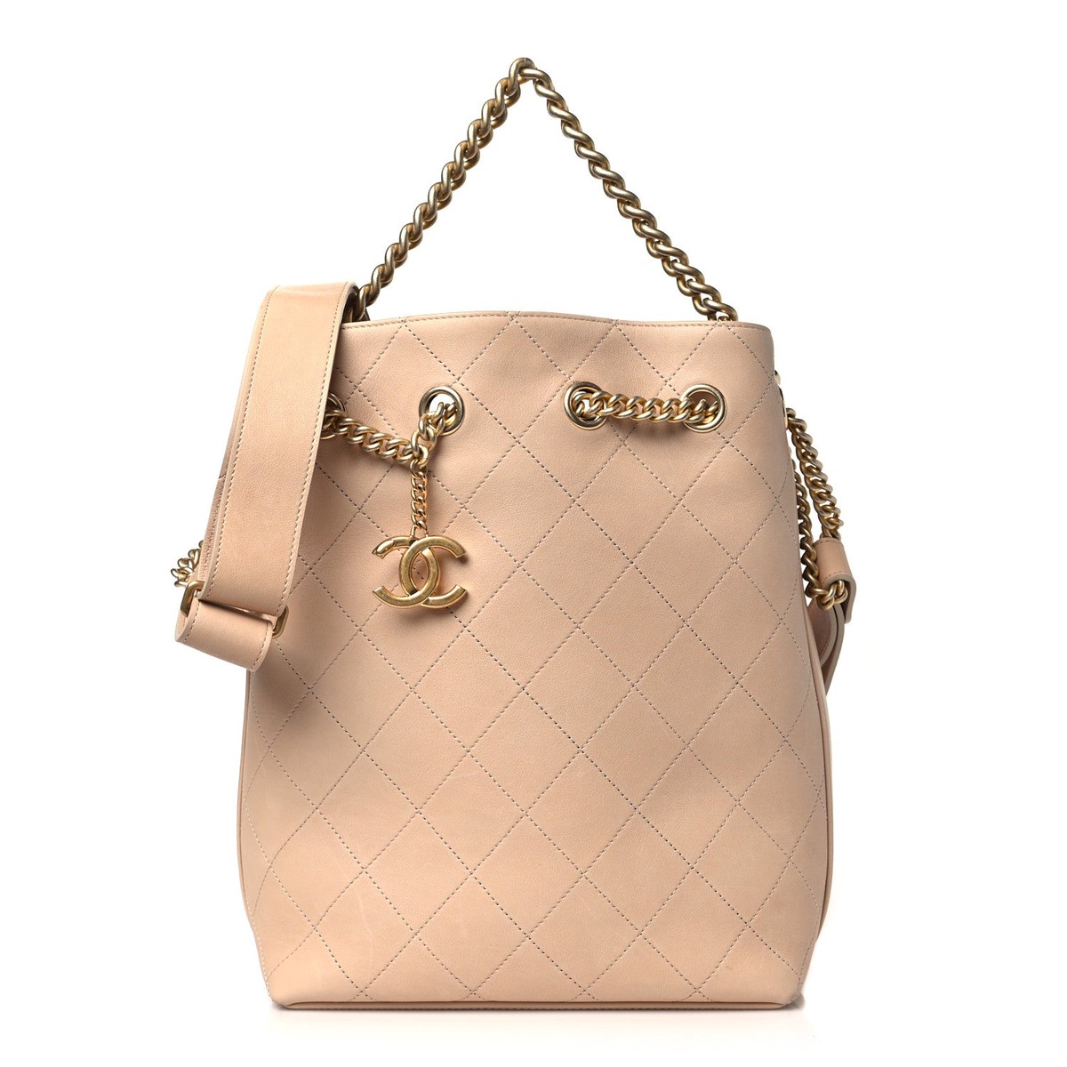 CHANEL ROME ON MY SHOULDER QUILTED CALFSKIN BUCKET BAG