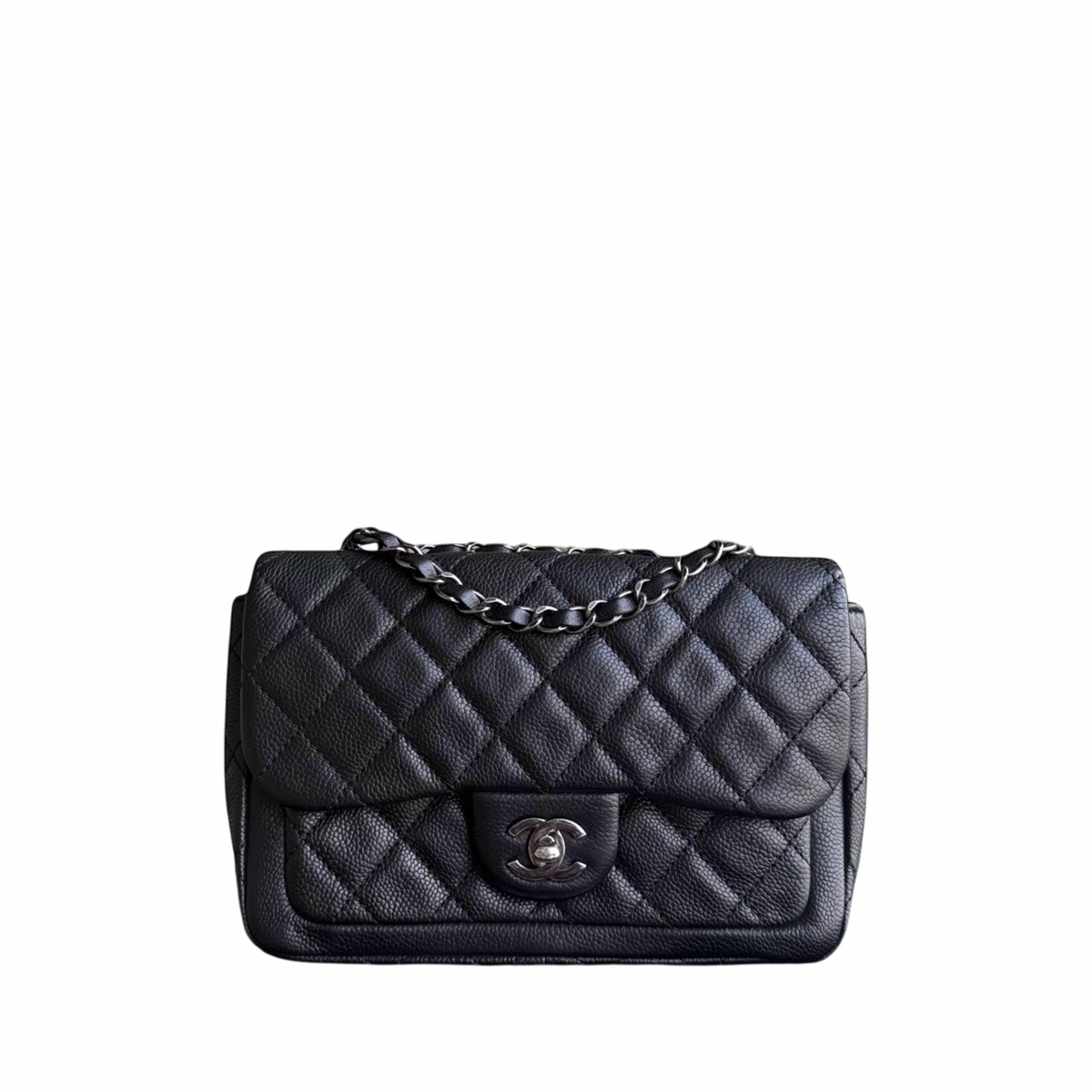 Chanel Seasonal Flap - 24CM Caviar Grained Calfskin Black Silver Hardware Series 18