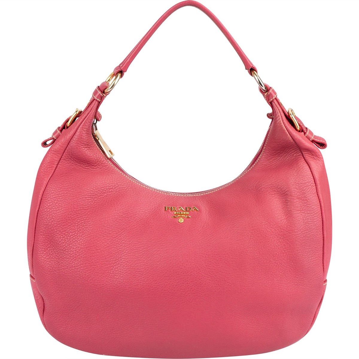 Prada Pink Leather Hobo Shoulder Bag