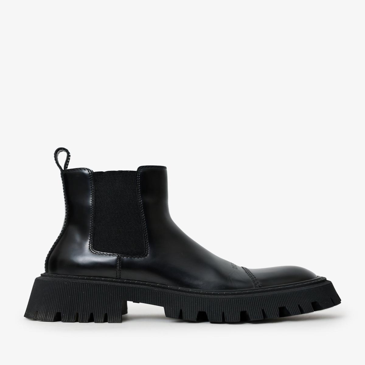 Balenciaga Black Tractor Cap Toe Chelsea Boots Size 37