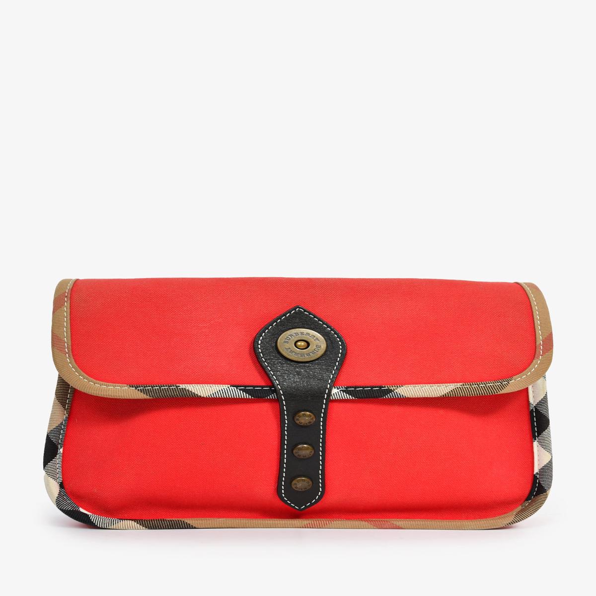 Burberry Red Canvas Novacheck Trim Crossbody Bag