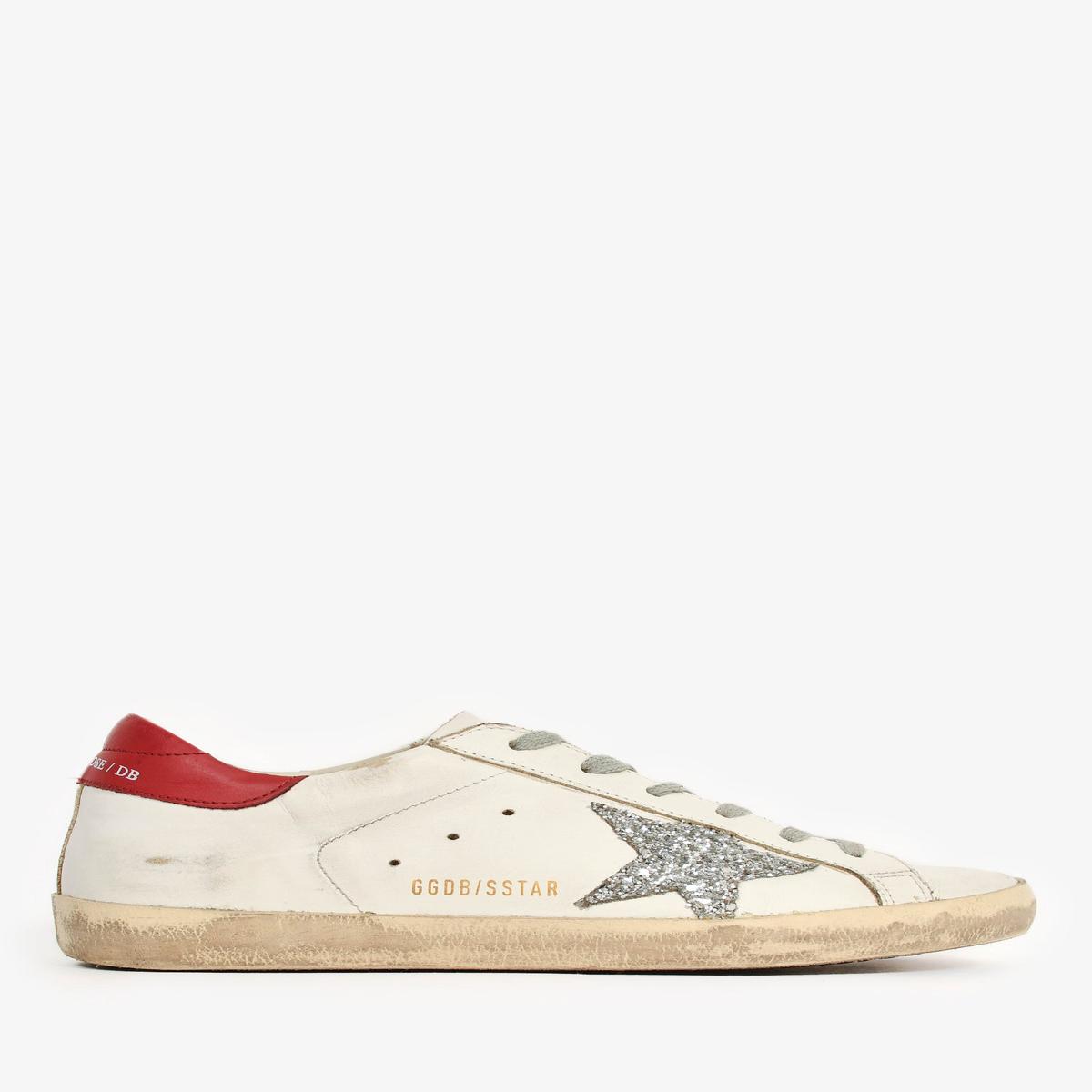 Golden Goose White/Red Star Embellished Sneakers Size 38