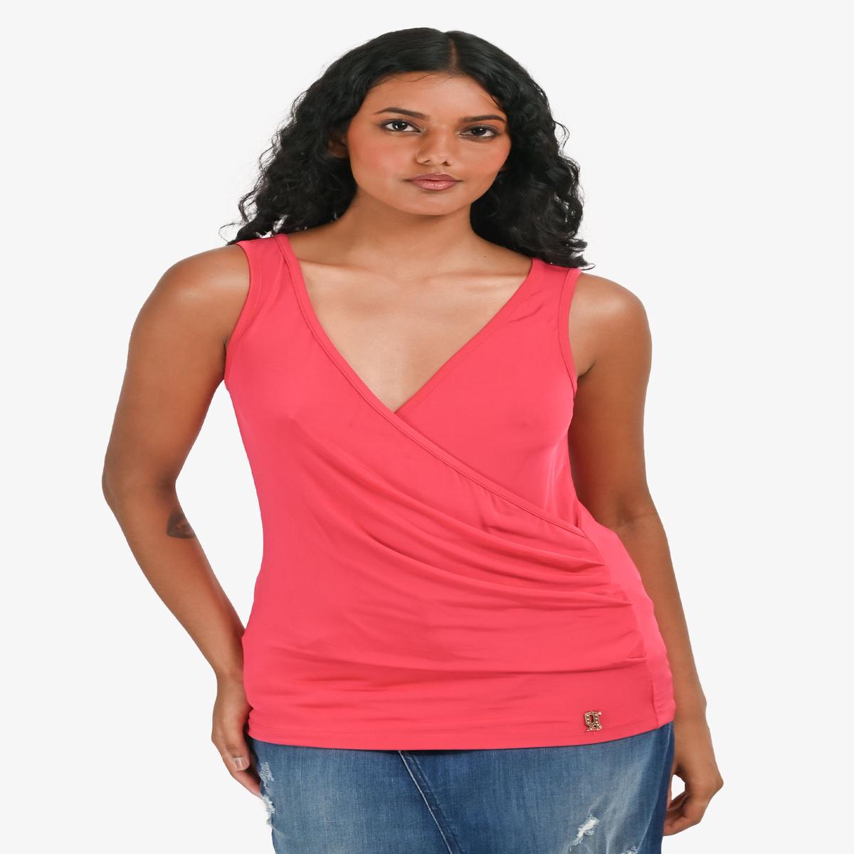 John Galliano Pink V Neck Sleeveless Top Size S