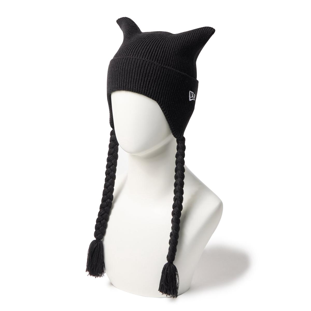 NEW ERA SQUARE RIB KNIT FLAP BLACK BEANIE