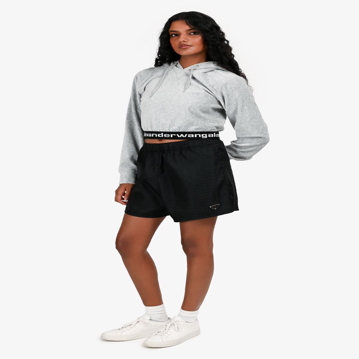 Prada Black Nylon Logo Embossed Re-Nylon Shorts Size 40