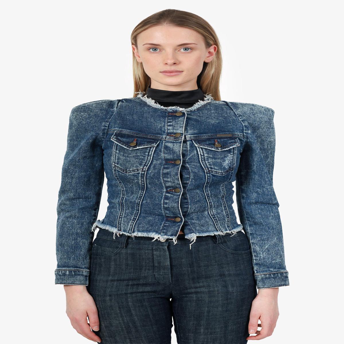 Retrofte Light Wash Denim Distressed Jacket Size XS