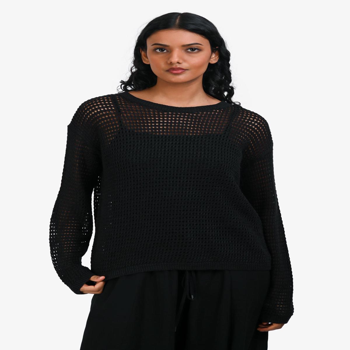 Theory Black Linen Mesh Size S