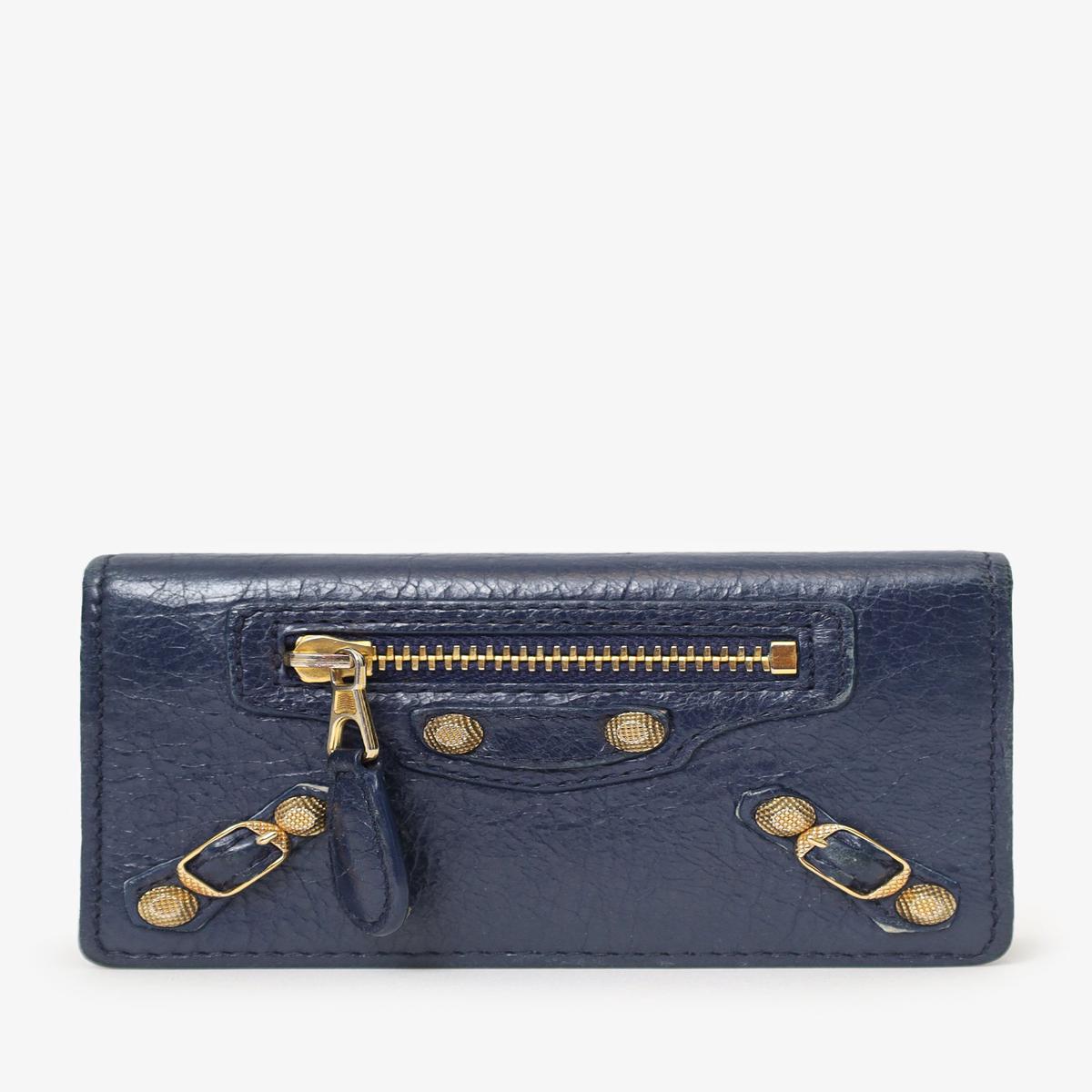 Balenciaga Navy City Moto Bifold Cardholder