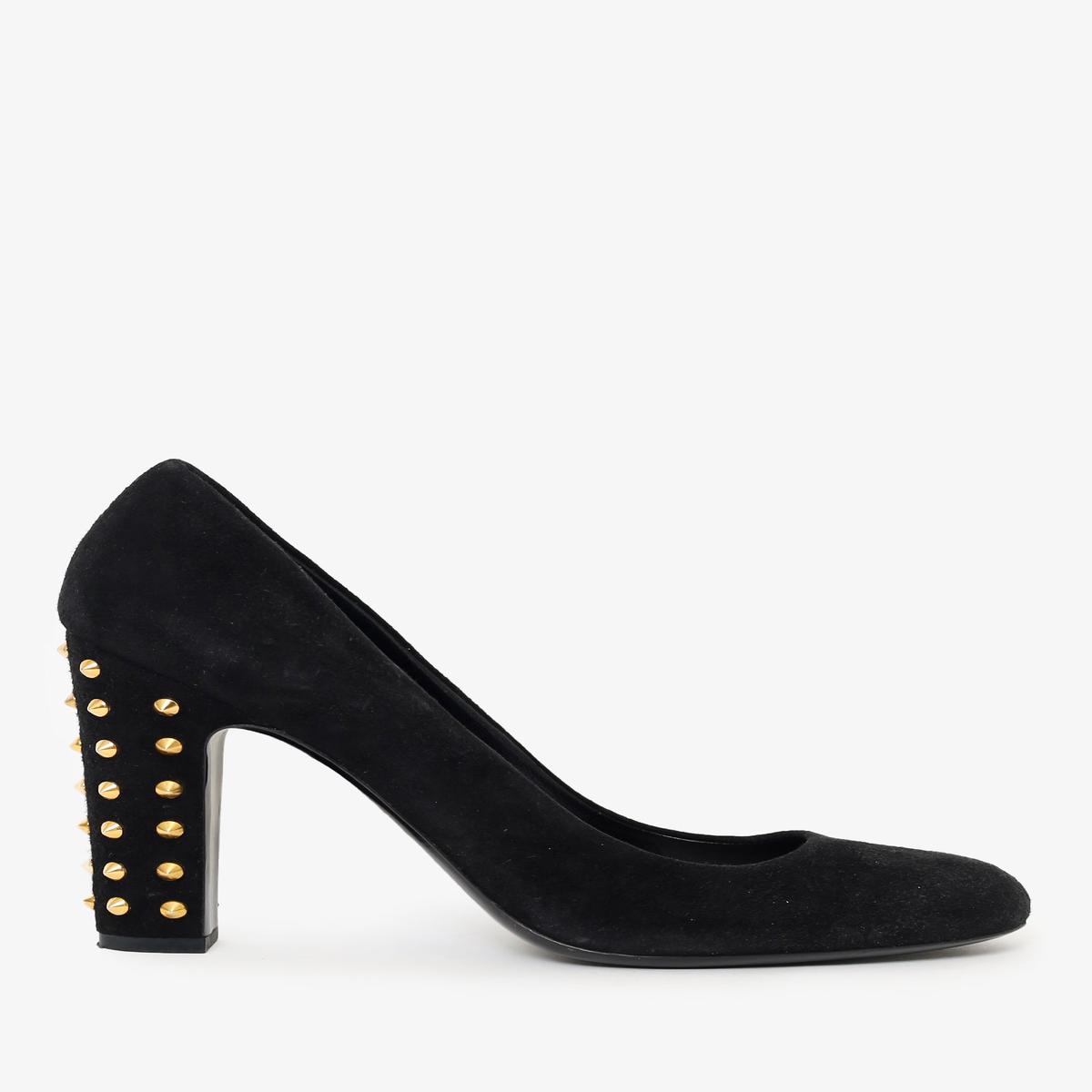 Gucci Black Suede Gold Spiked Heels Size 39