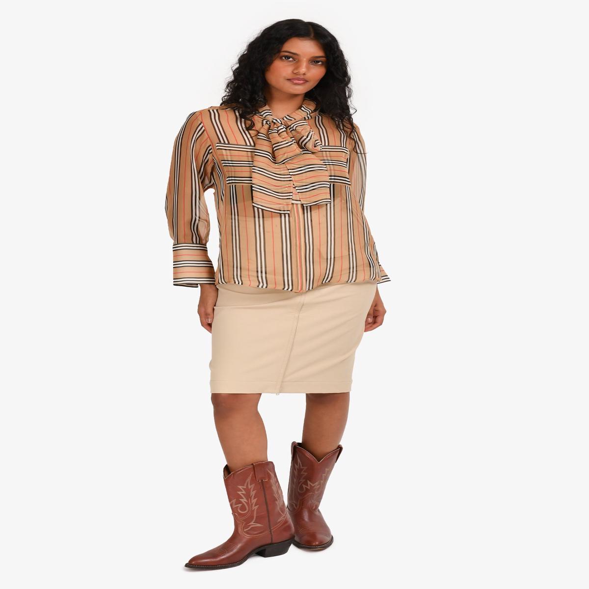 Prada Beige Belted Pencil Skirt Size 38