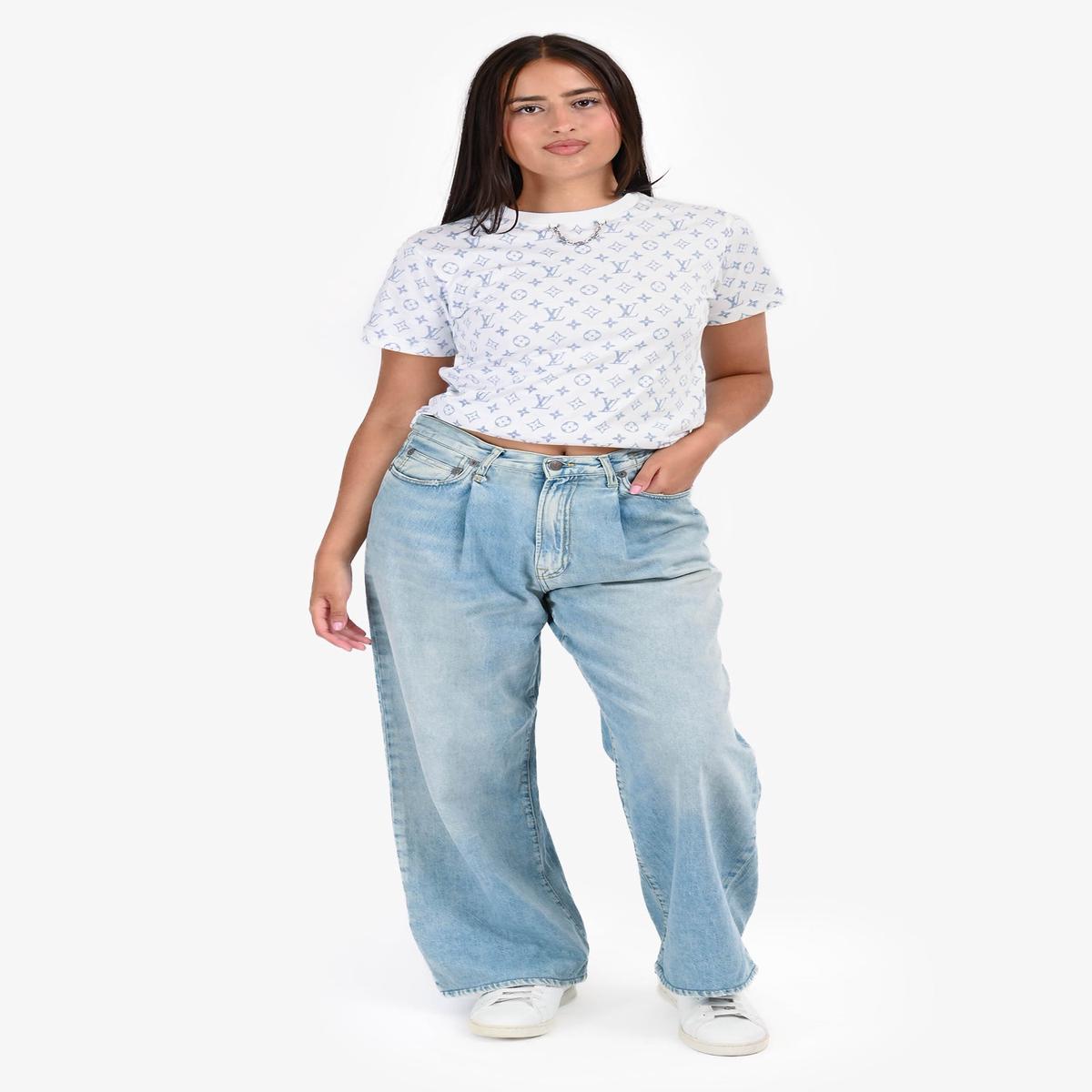R13 Light Blue Washed Denim Front Pleated Jeans Size 27
