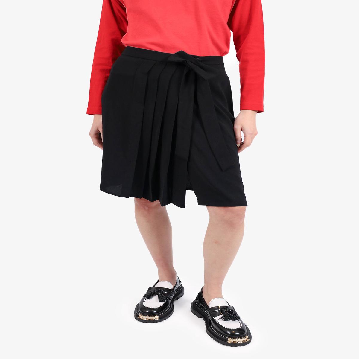 Red Valentino Black Pleated Front Bow Detail Skirt Size 40