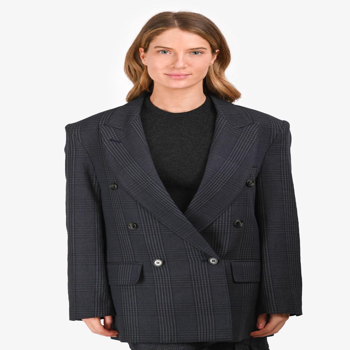 Smythe Blue Check Double Breasted Blazer Size M
