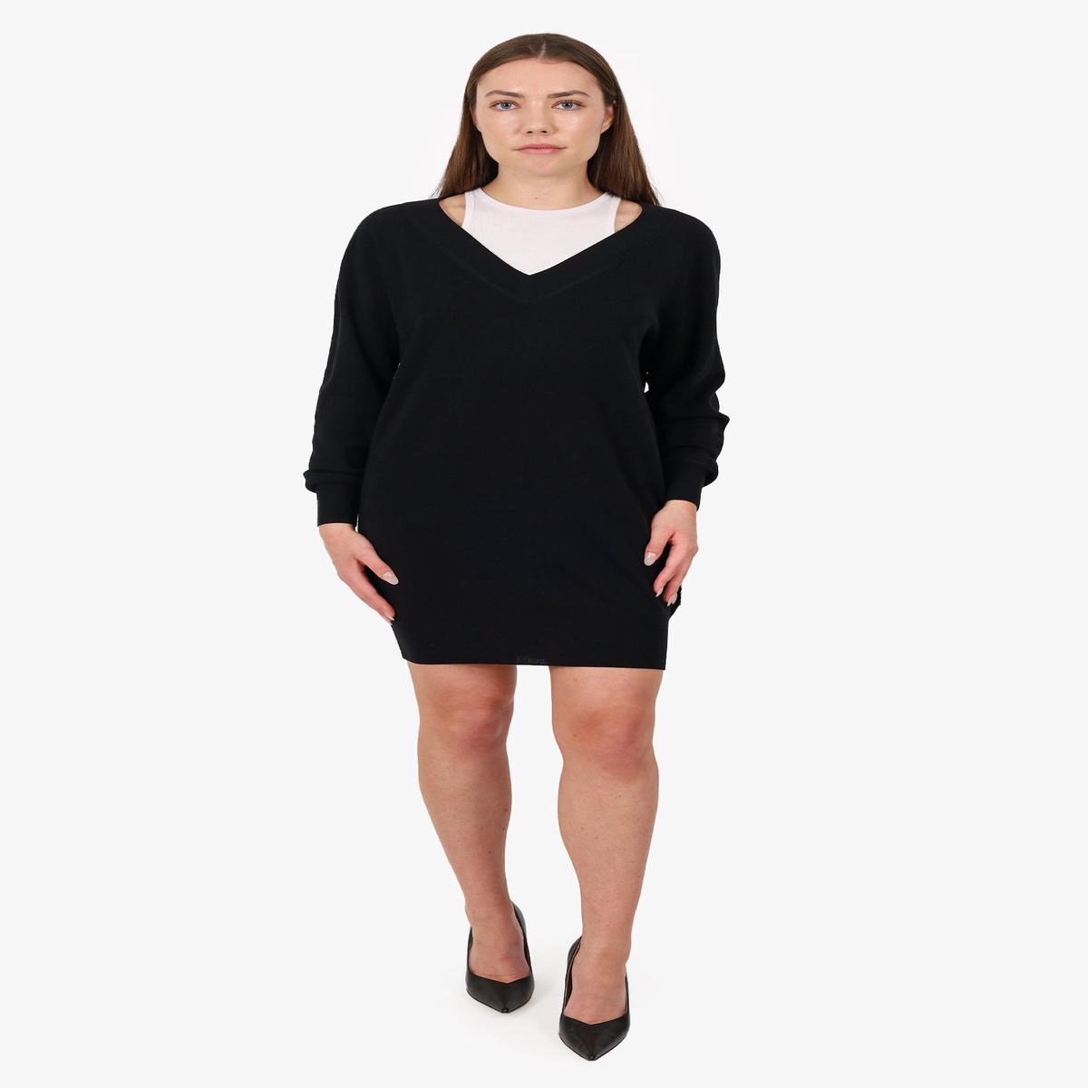 T By Alexander Wang Black Wool Sweater Mini Dress With Tank Layer Size XS