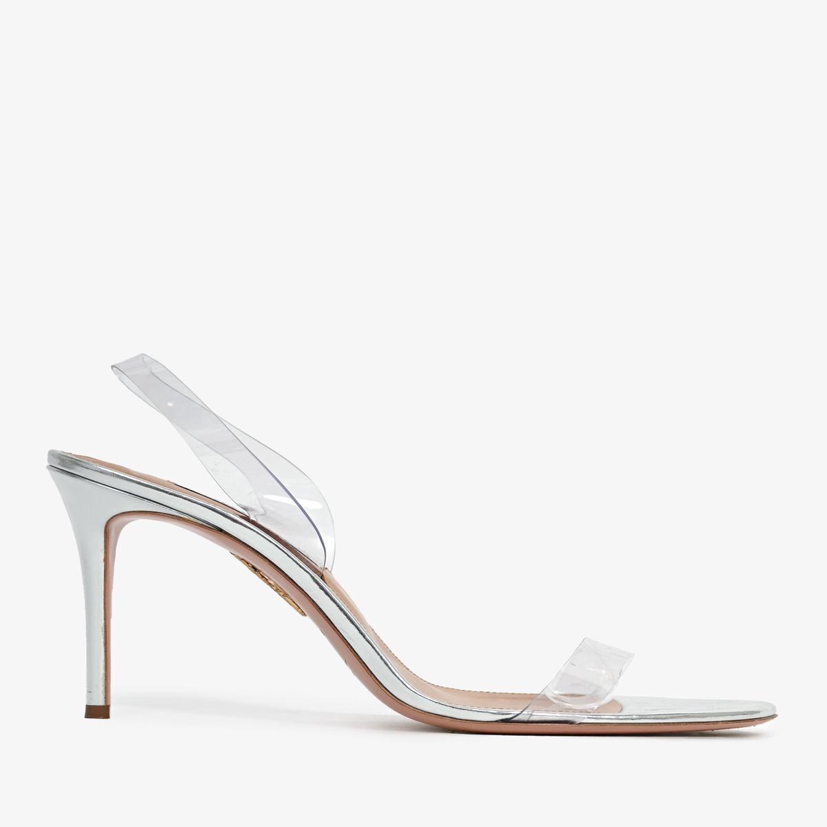 Aquazzura Silver Metallic PVC Heels Size 39
