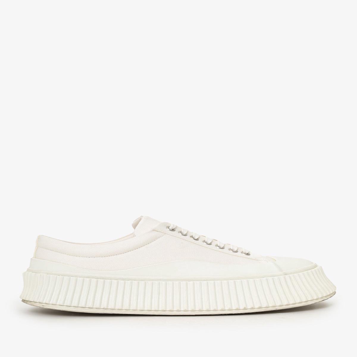 Jil Sander White Canvas/Leather Platform Sneaker Size 38