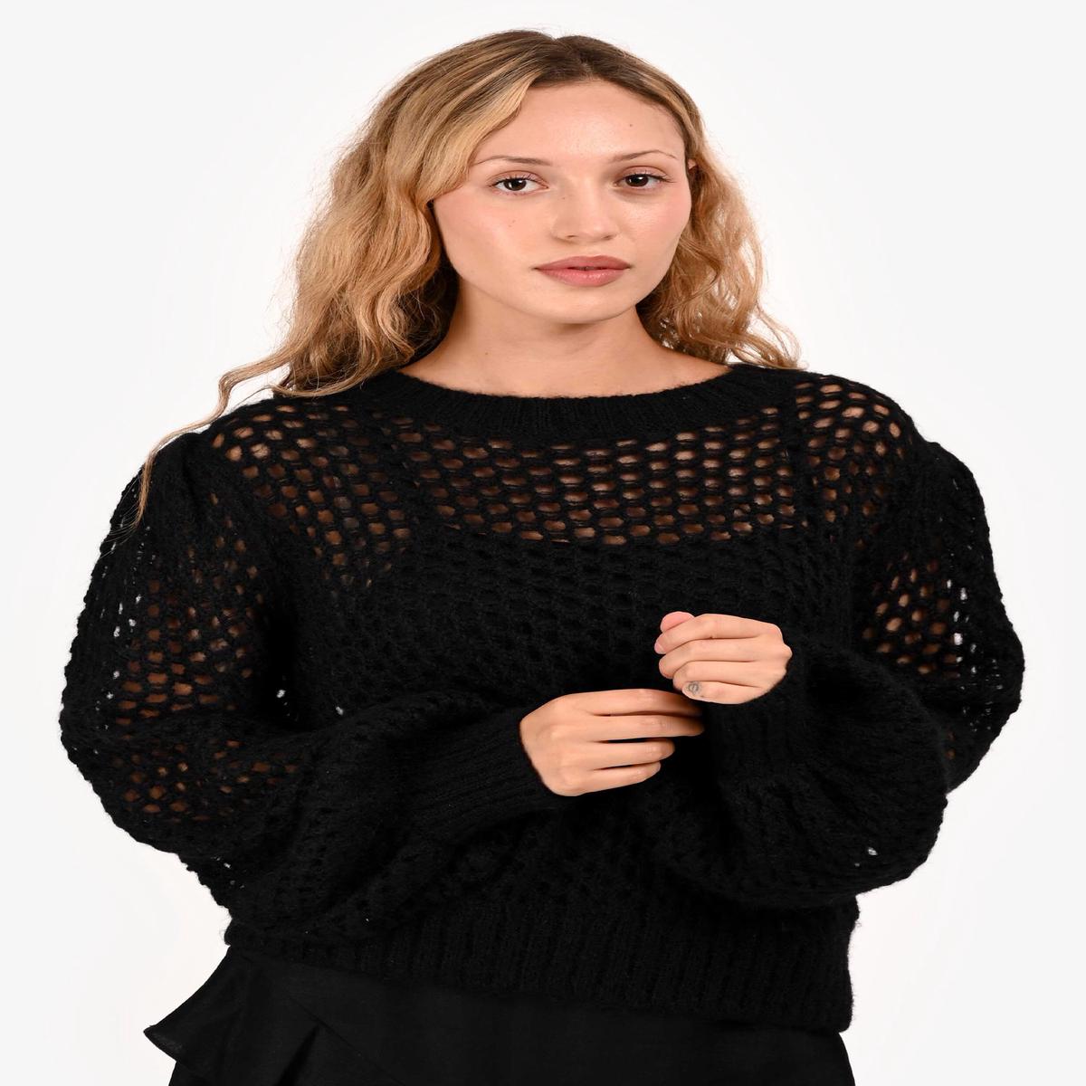 Zimmerman Black Mohair Honeycomb Crew Neck Sweater Size 2