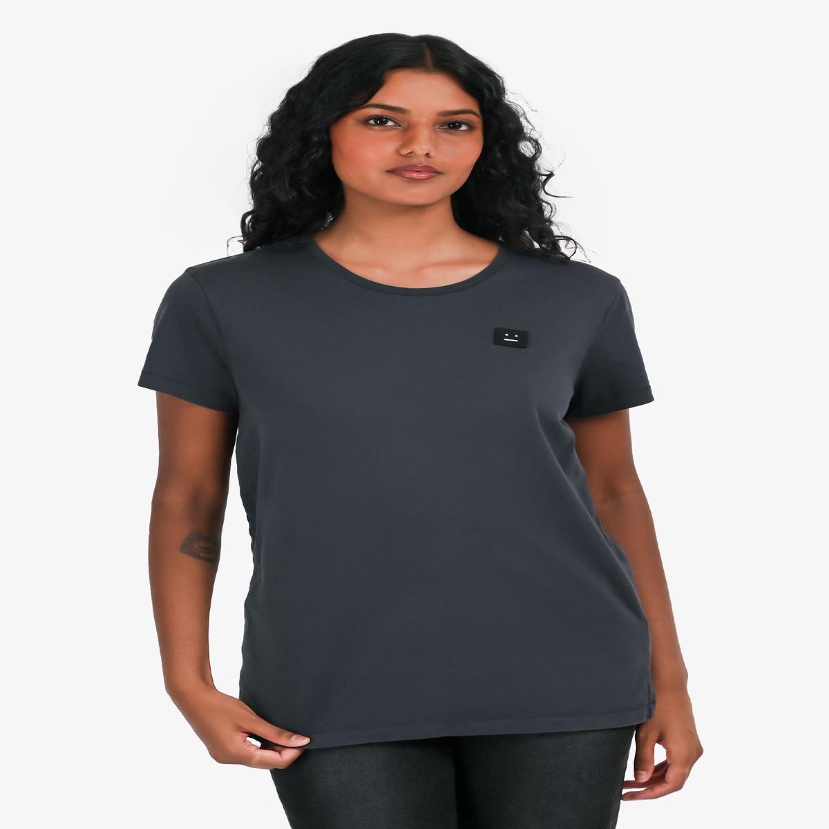 Acne Navy Cotton Face Logo T-Shirt Size XXS