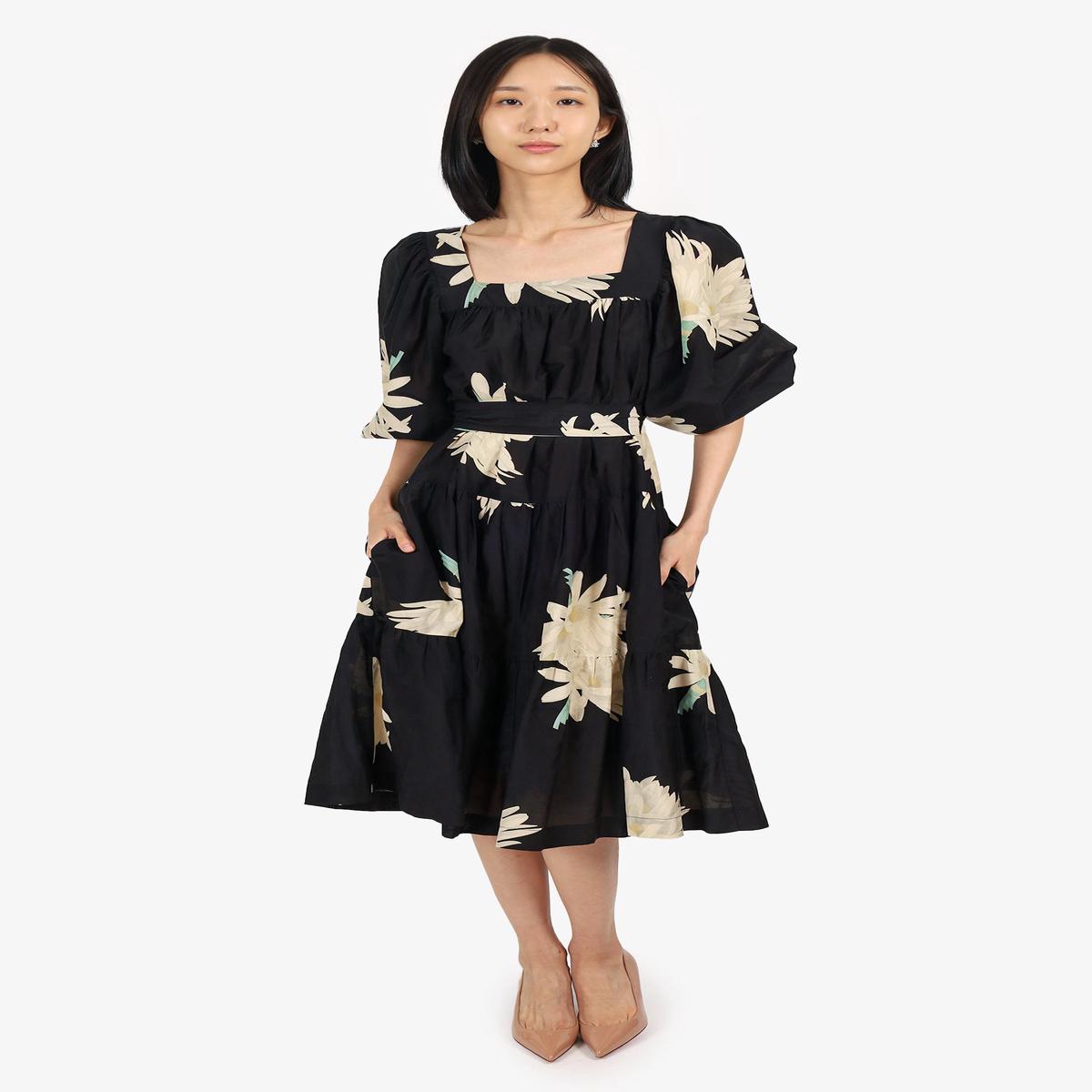 Horses Atelier Black/Multicolour Floral Print Belted Dress Size 2