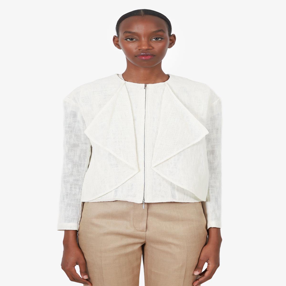 Maria Cornejo White Cotton Cropped Zip Up Jacket Size 2
