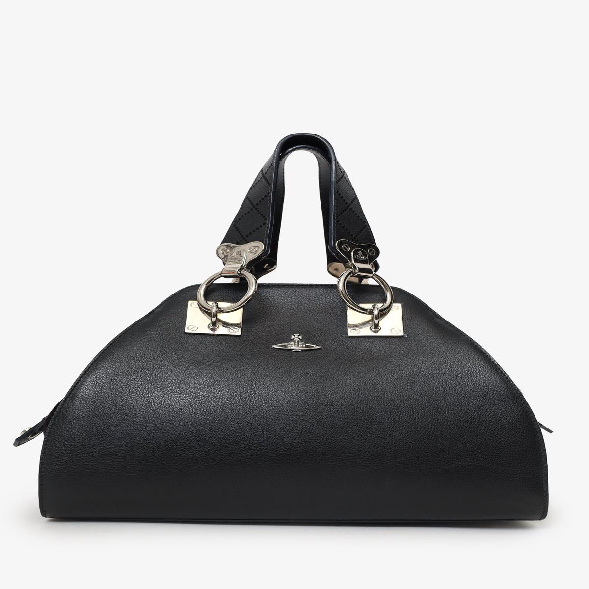 Vivienne Westwood Black Leater/Velvet Orb Bowling Bag