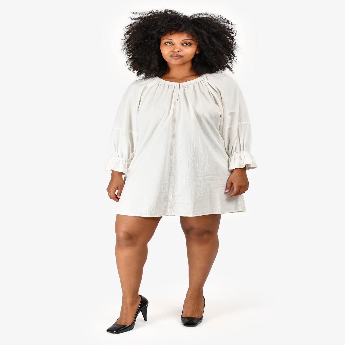 Apiece Apart White Cotton Long Sleeve Mini Dress Size M