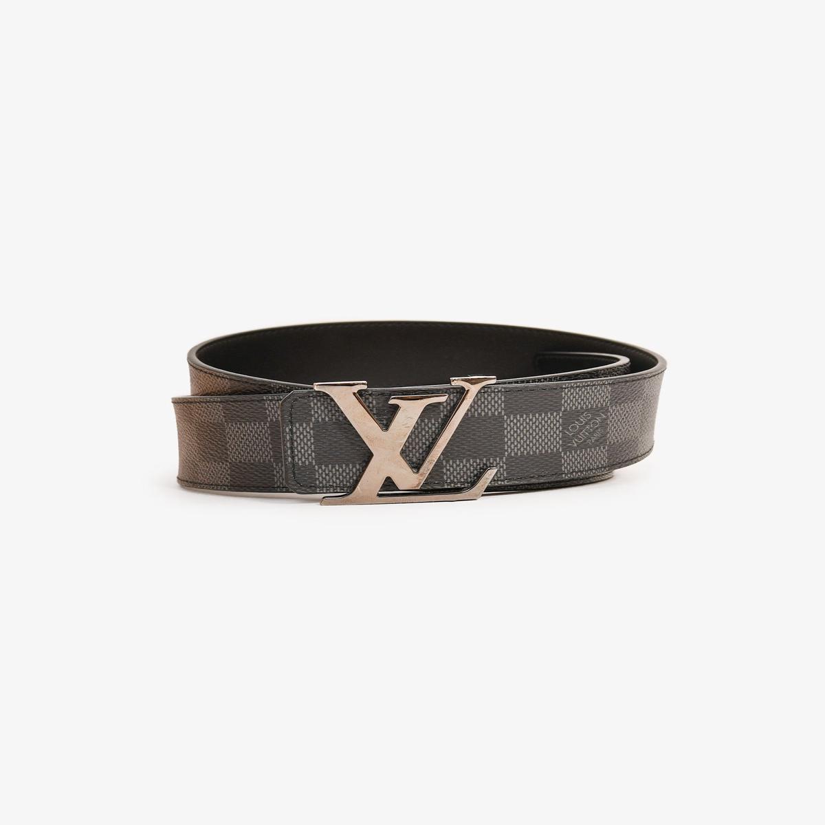 Louis Vuitton Graphite Damier Reversible LV Buckle Belt Size 90 Mens