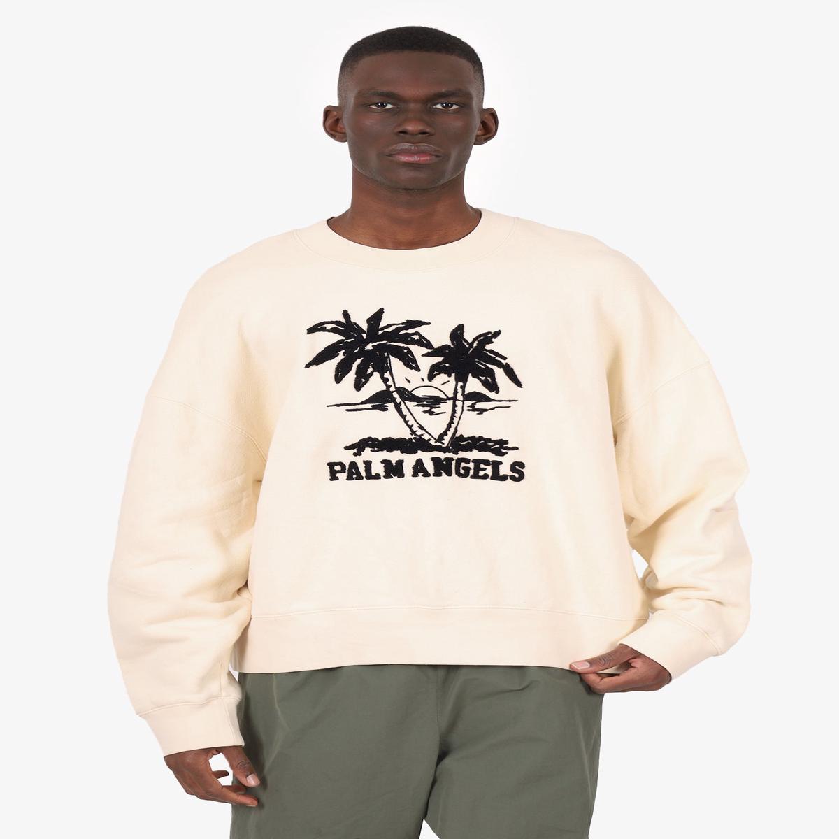 Palm Angels Cream/Black Palm Tree Sweater Size L Mens