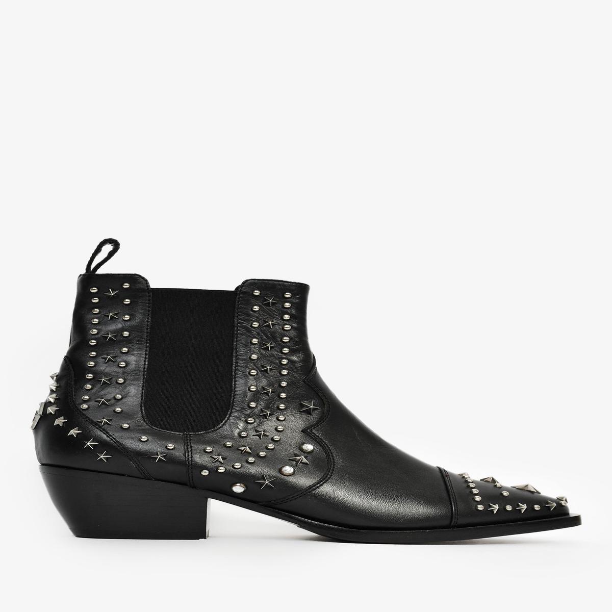 Philipp Plein Black Leather Studded Chelsea Boots Size 38