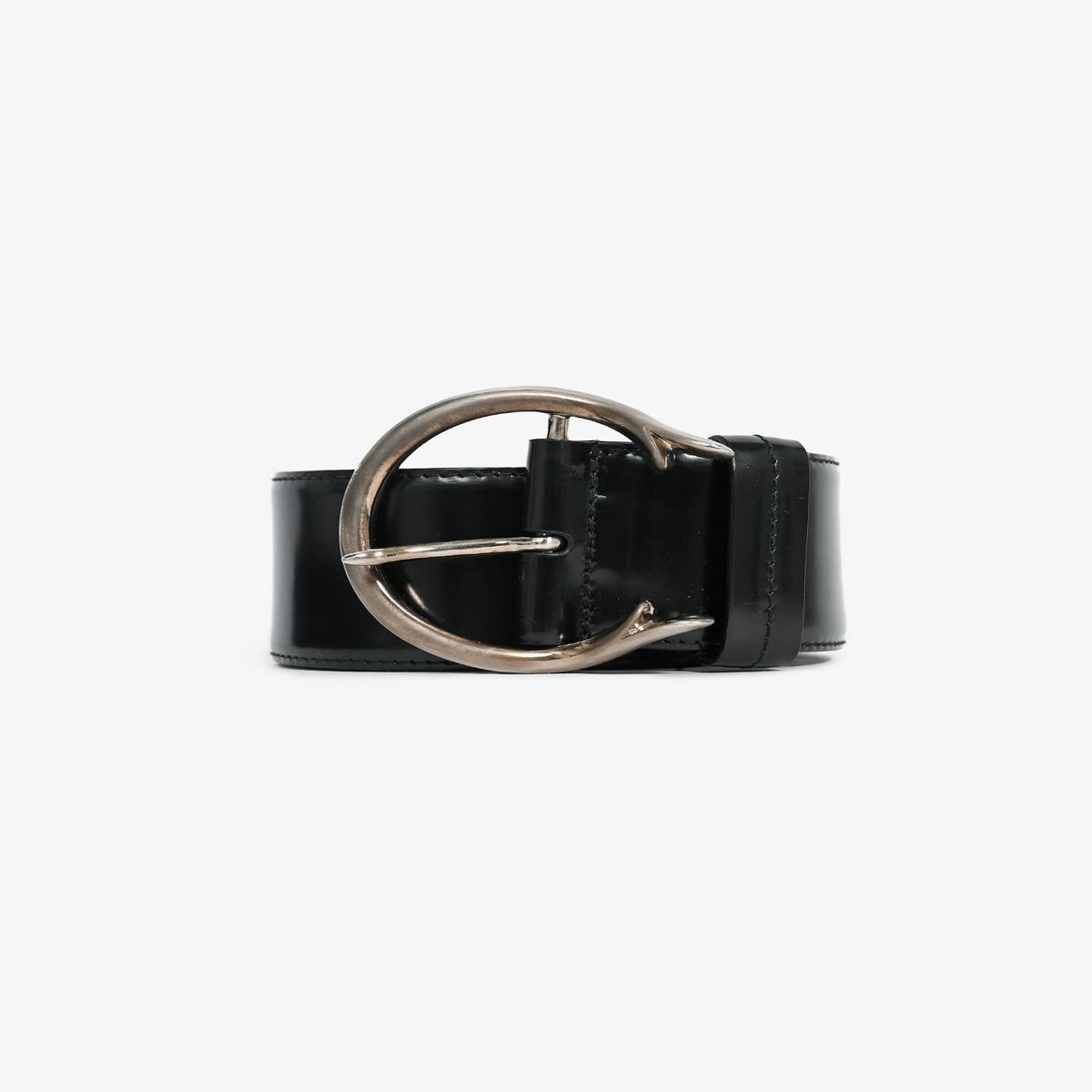 Prada Black Patent Leather Wide Belt Size 75/40