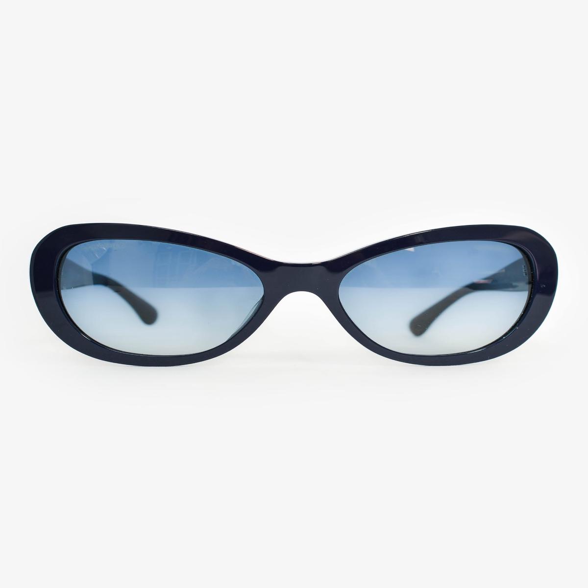 Pre-Loved Chanel Navy Blue/Brown Tortoiseshell Oversized Sunglasses