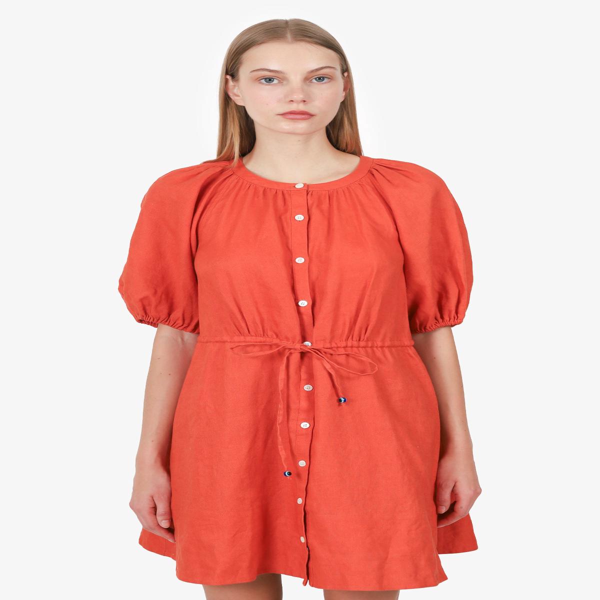 Staud Orange Linen Mini Dress Size XS