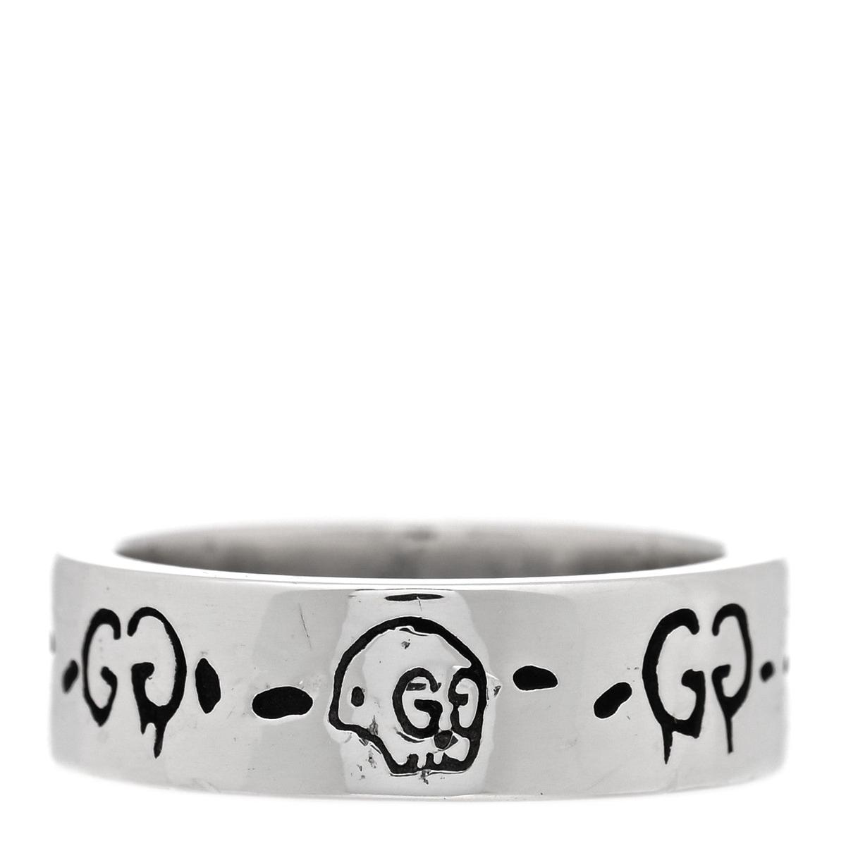 Sterling Silver Narrow GucciGhost Hamlet Skull Ring 52 6