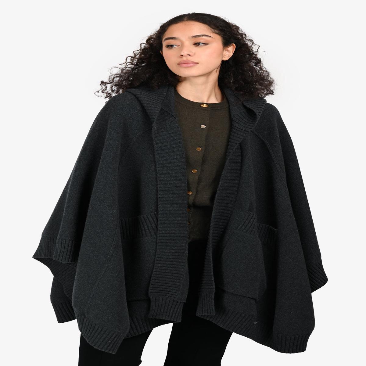 Burberry Grey Wool/Cashmere Poncho Cardigan One Size